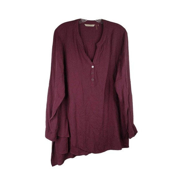 Soft Surroundings Tunic Womens Ruffle Tiered Hem Shirt Purple Size Large Rayon - Picture 2 of 8